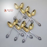 .Medallion 12 Coffee Spoons Wm Gale Sterling Silver 1860