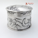.Bamboo Dresser Jar Chinese Export Silver Tuck Chang Shanghai 1880