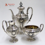 .German Ornate Coffee Set FÃ¶hr 800 Standard Silver 1870 Monogram Crown K