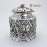 .Repousse Chryanthemum Inkwell Gorham Sample Sterling Silver Cut Glass 1890 No Monogram