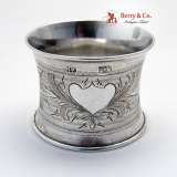 .Russian Napkin Ring Engraved Heart Ivan Sveshnikov 1871 Moscow 84 Standard Silver No Monogram