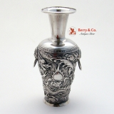 .Silver in the Chinese Style Fighting Dragon Vase c.1900