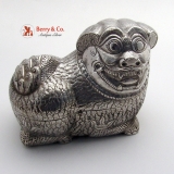 .Chinese Export Silver Foo Dog Large Box 1890