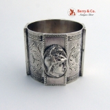.Large Medallion Coin Silver Napkin Ring 1860