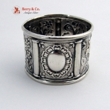 .Floral Repousse Napkin Ring Coin Silver 1860 No Monogram