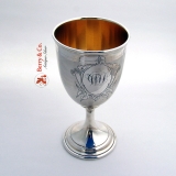 .Engine Turned Engraved Goblet 1860 Coin Silver WTD