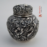 .Repousse Tea Caddy Sterling Silver Jacobi and Jenkins Baltimore