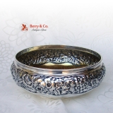 .Repousse Floral Bowl Whiting 1885 Sterling Silver No Monogram