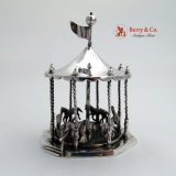 .Miniature Carousel Sterling Silver French Import Marks 1880