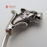 . Leopard Head Gravy Ladle Stag Crest 800 Italian Silver Monogram G