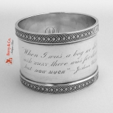 .Tiffany Napkin Ring Coin Silver 1870 Wonderful Inscription