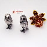 .Figural Owl Salt and Pepper Shakers Sterling Silver