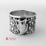 .Unger Floral Repousse Napkin Ring Double Wall Sterling Silver 1900 No Monogram