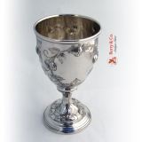 .Antique Coin Silver Goblet Repousse Strawberry Decorations 1860