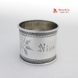 .Aesthetic Napkin Ring Floral Foliate Beaded Coin Silver Nina 1875