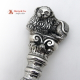 .Unique Huge Ornate Stuffing or Basting Spoon Sterling Silver Lion Finial