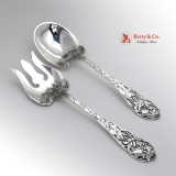 .Ornate Thistle Salad Serving Set Shreve and Company sterling Silver 1915