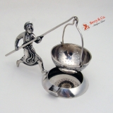 .Chinese Export Silver Figural Tea Strainer 1890
