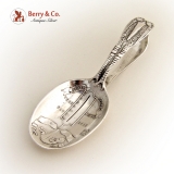 .Birth Record Baby Spoon Curved Handle Sterling Silver