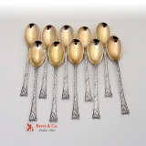 .Set Of 10 Japanesque Aesthetic Demitasse Spoons Sterling Silver Gorham 1920
