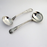 .Pair Of Shell And Thread Gravy Ladles Sterling Silver Josiah And George Piercy 1819