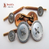Edwardian Platinum and 14K Yellow Gold Cufflinks and Shirt Studs
