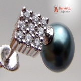 Tahitian Pearl and Diamond 14K White Gold Earrings