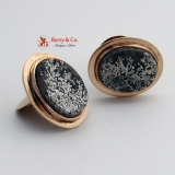 Graphite Crystals in Quartz 14 K Yellow Gold Cufflinks