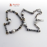 Vintage Sterling Silver 14 K Gold and Pearl Necklace by Rizzo