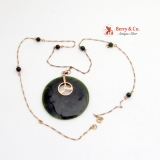 Large Nephrite Pendant Pendant 18K Gold Nephrite Beads