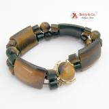 Tigers Eye Gemstone 14 K Yellow Gold Bracelet
