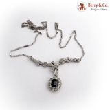 Antique Edwardian Natural Blue Sapphire Diamond Necklace c1910