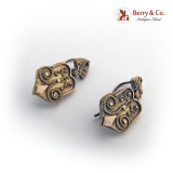 Antique Victorian Shield Form Earrings 9 K Gold