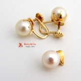 Estate Pearl Earrings and a Pendant 14 K Gold