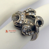 Ornate Ring 14 K White Gold Diamonds