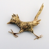 Vintage Road Runner Bird Brooch 14 K Gold Diamond Eye