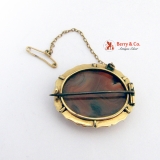 Antique Agate Oval Brooch 14 K Yellow Gold