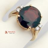 Burgundy Garnet Ring Diamonds 14 K Yellow Gold