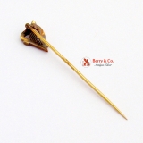 Antique Victorian Seed Pearl 14K Yellow Gold Harp Decorated Gentlemans Stick Pin