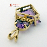 Fancy Cut Amethyst And Diamond 14K Gold Pendant