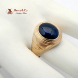 Vintage Getlemans Ring 10 K Yellow Gold Amethyst Cabochon