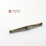 Vintage Edwardian Bar Pin Brooch 14 K Gold White Gold Diamond