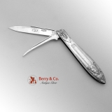 .All Silver Folding Pocket Or Fruit Knife Sterling Silver Gorham 1880