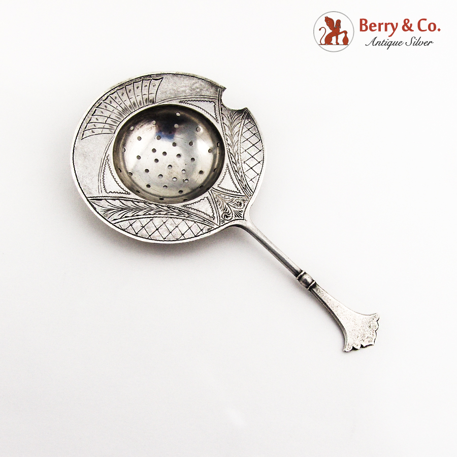 Vintage Engraved Tea Strainer Russian 84 Standard Silver 1900 eBay