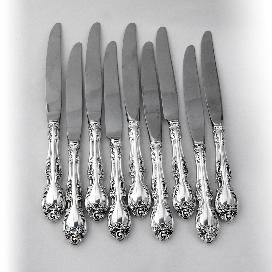 Melrose 9 Dinner Knives Set Gorham Sterling Silver 1948 eBay