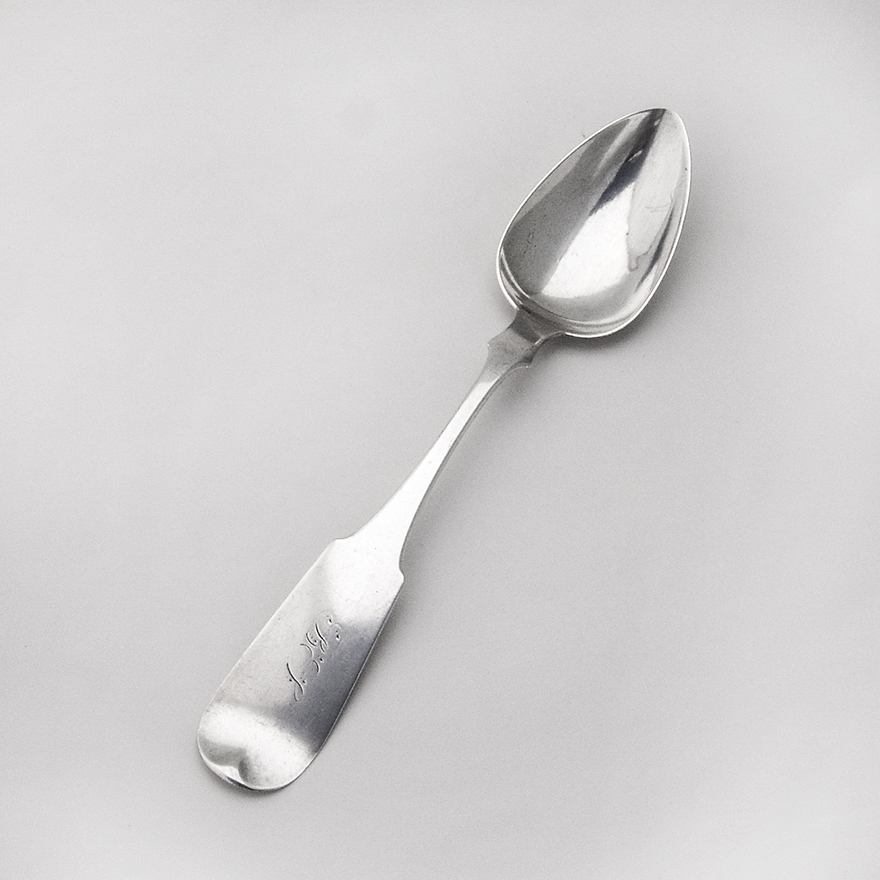 Fiddle Tipt Tablespoon Samuel Warrington Coin Silver 1848 Mono eBay