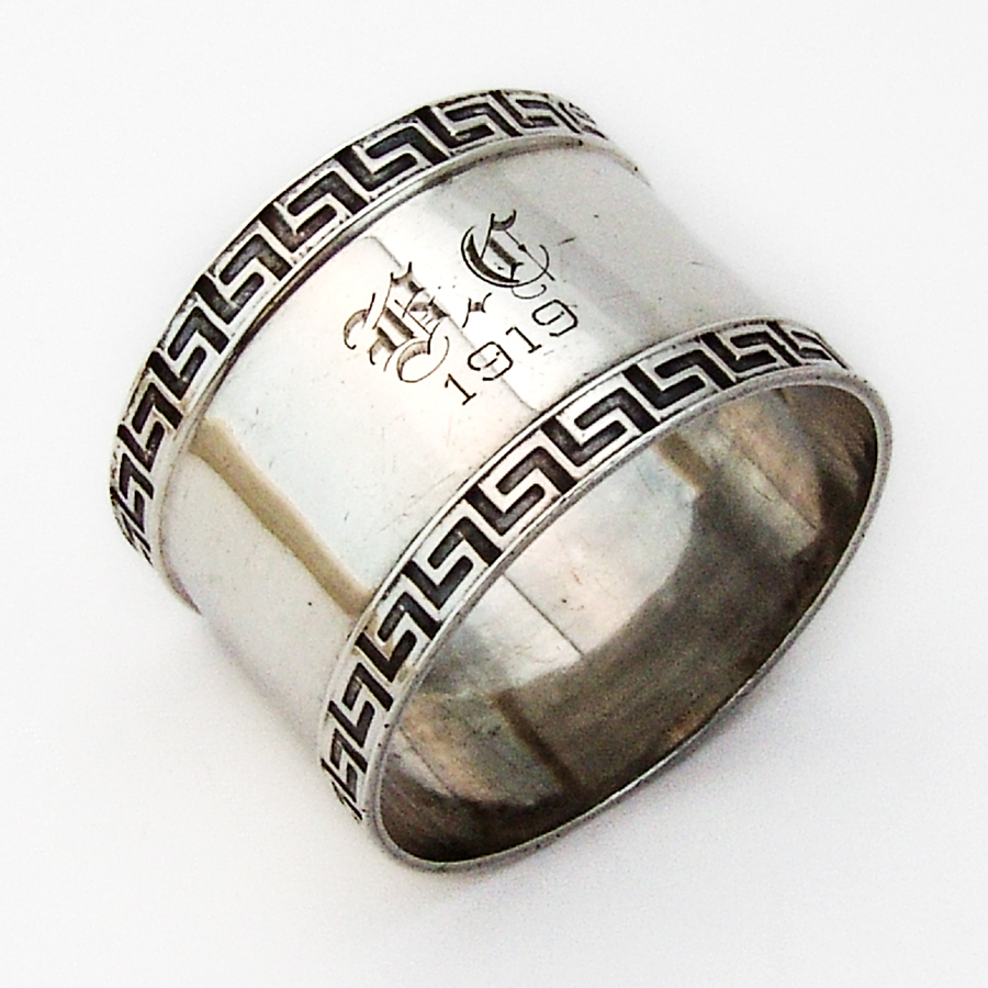 Greek Key Border Napkin Ring Towle Sterling Silver Mono eBay