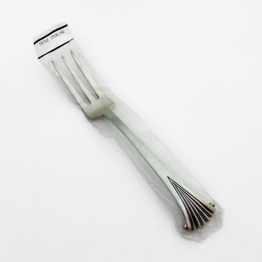 Onslow by Tuttle Sterling Silver Salad Fork 3-Tine Scalloped Old Rare 6/"