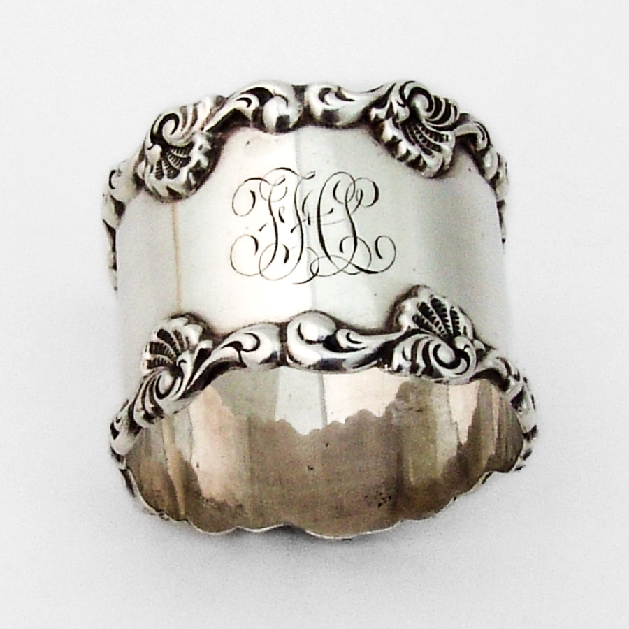 Shell Scroll Border Napkin Ring Towle Sterling Silver Mono FHL eBay