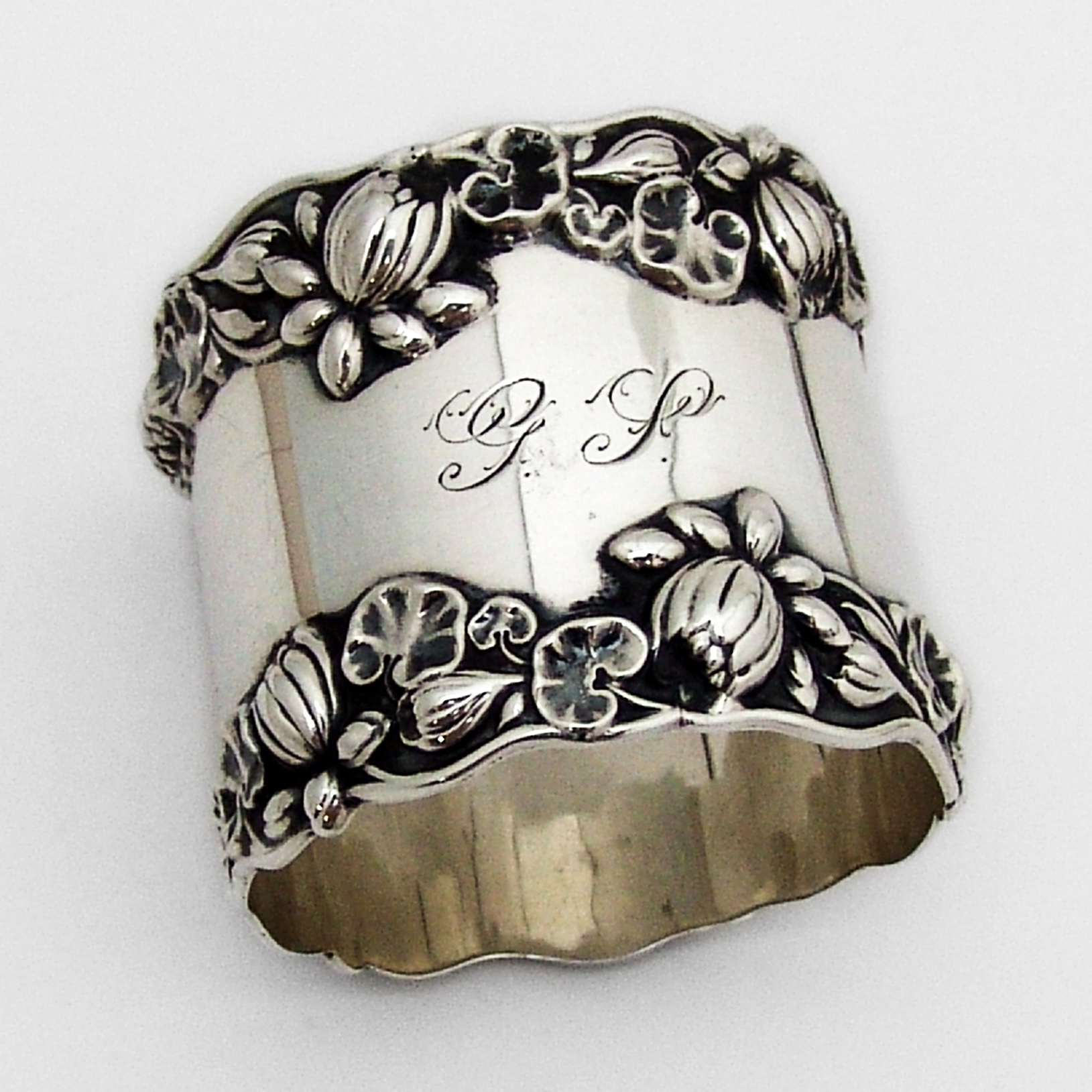 Pond Lily Large Napkin Ring Gorham Sterling Silver Mono GS 1900 eBay